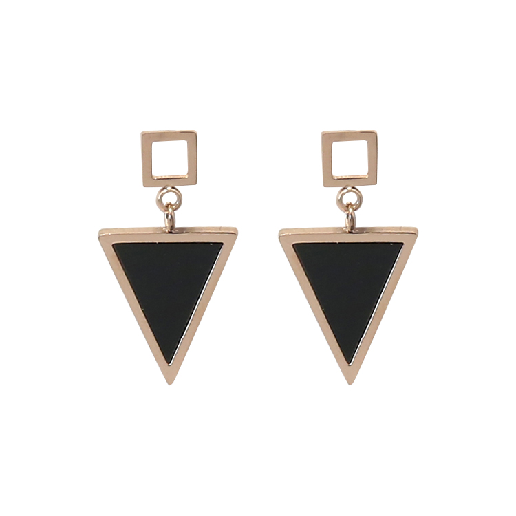 simple titanium steel triangle earrings wholesalepicture1