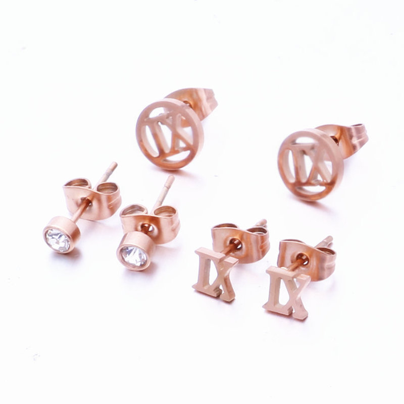Womens Titanium Steel Geometric Letter Earrings Wholesalepicture1