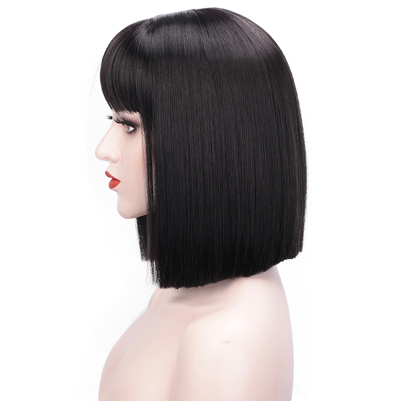 2021 European and American womens wigs short straight with bangs chemical fiber wigspicture6