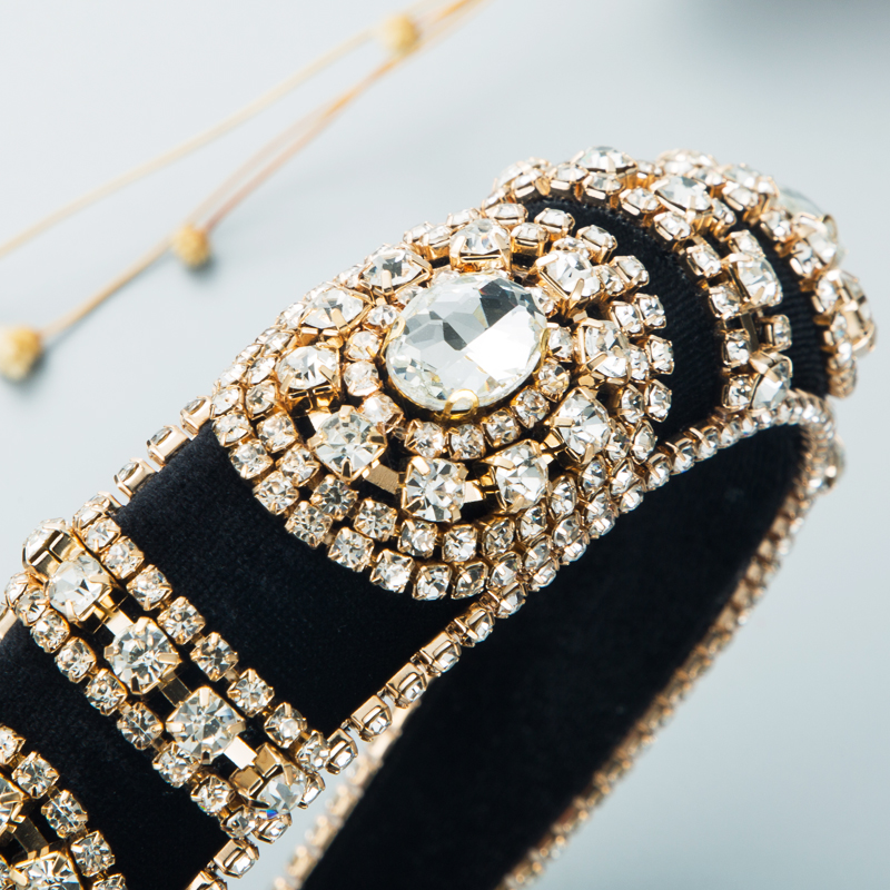 Fashion gold velvet rhinestone glass diamond wideside sponge hair accessories wholesalepicture5