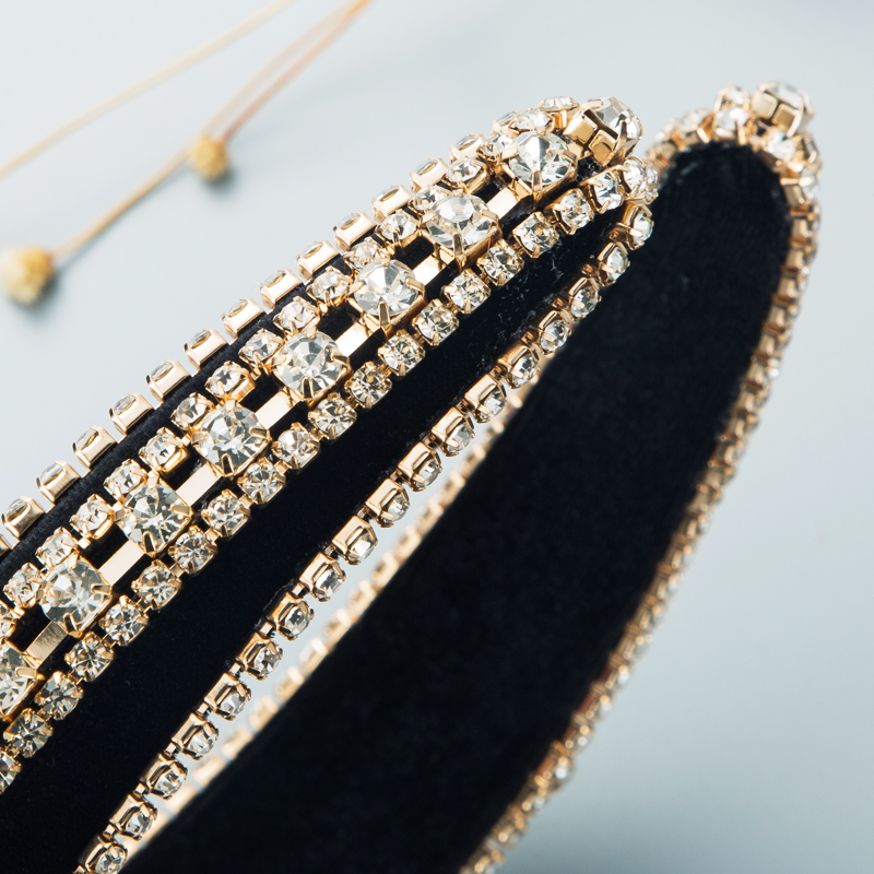 Fashion gold velvet rhinestone glass diamond wideside sponge hair accessories wholesalepicture6