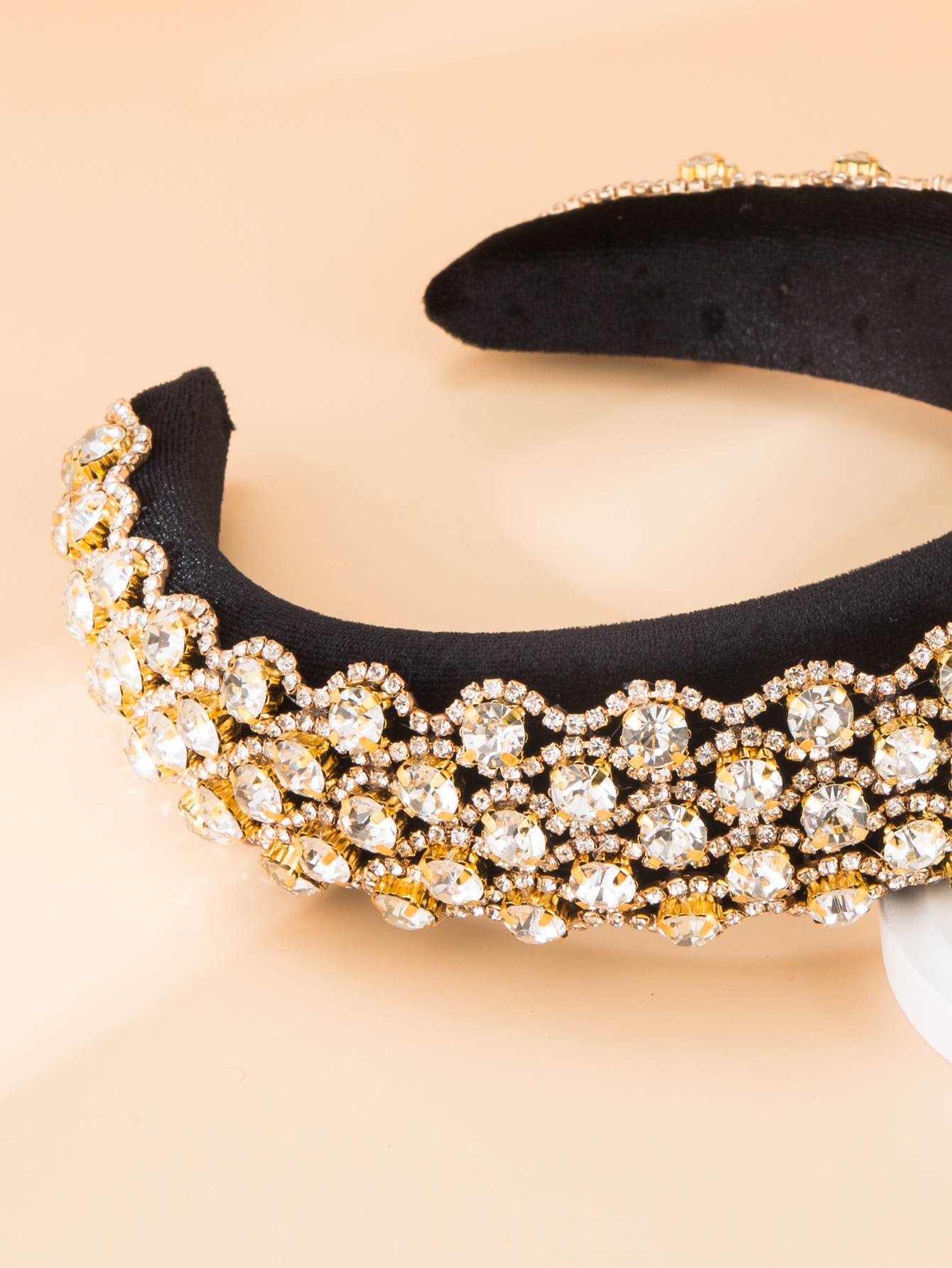 Golden diamond wide fabric headband wholesalepicture4