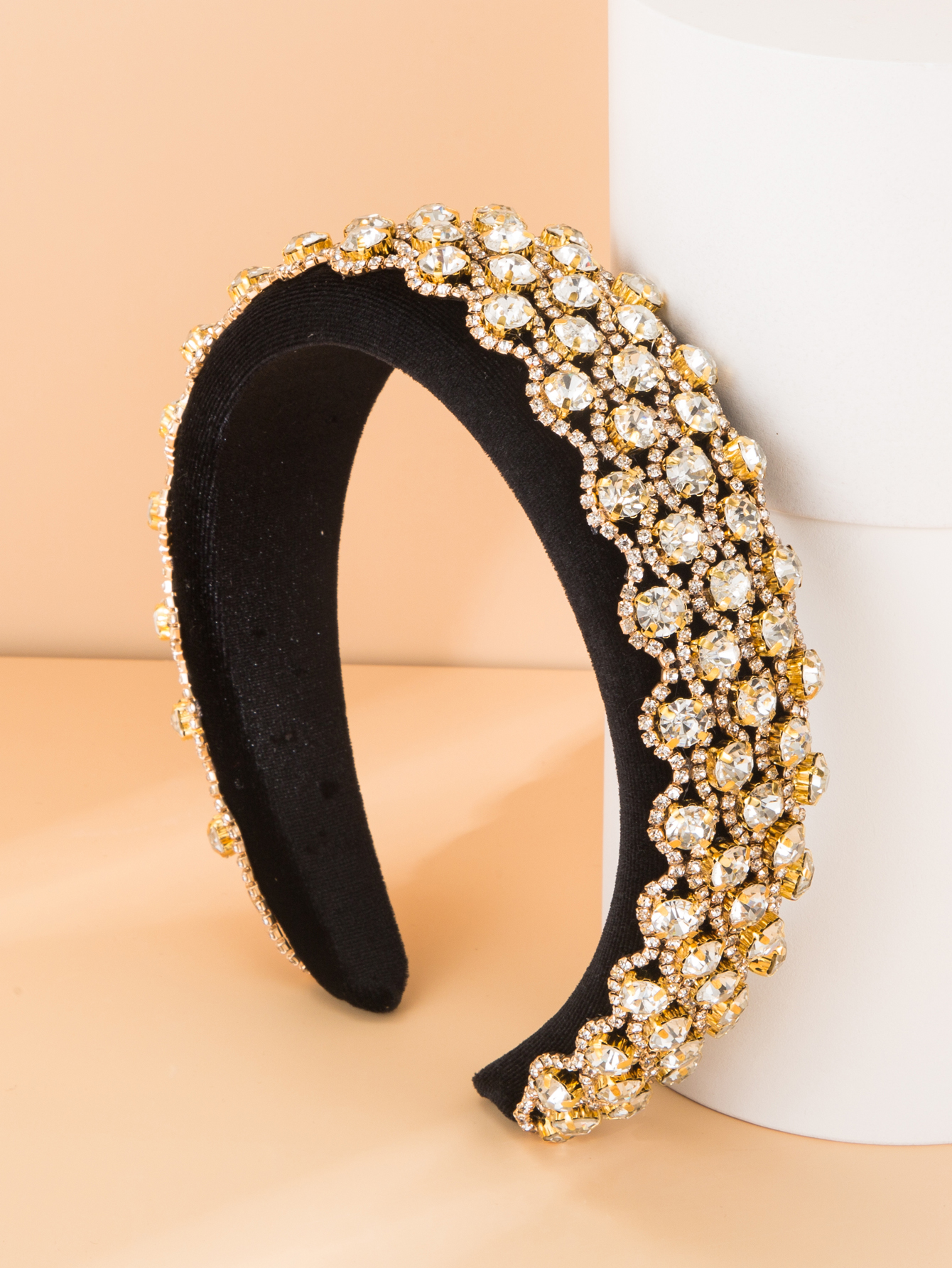 Golden diamond wide fabric headband wholesalepicture5
