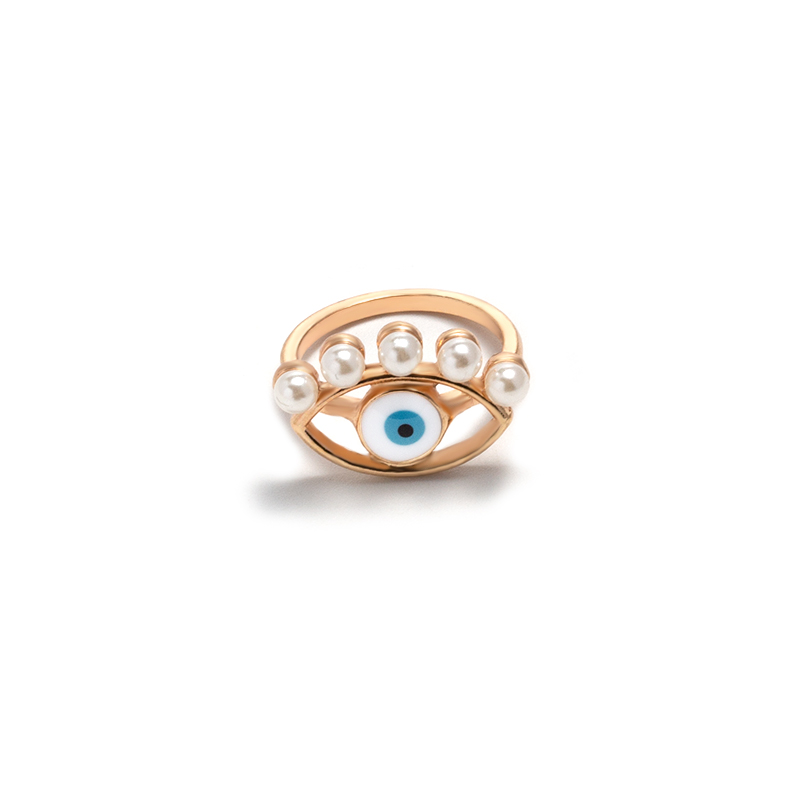 retro pearl inlaid eye alloy ring wholesalepicture7