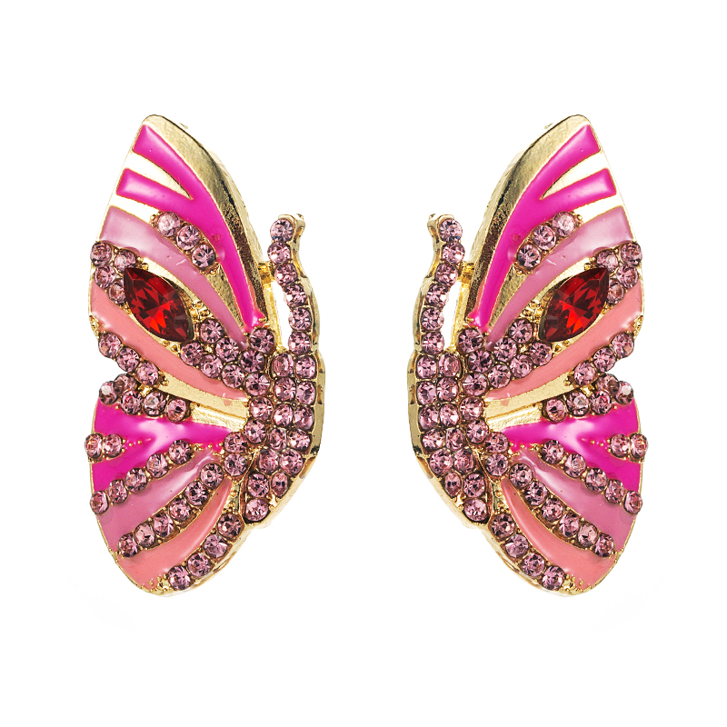 Korean new earrings alloy drop oil diamond rhinestone butterfly earrings female wholesalepicture8