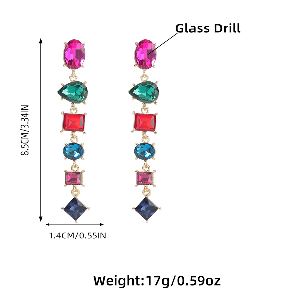 fashion alloy diamondstudded geometric long earrings female trend ear jewelrypicture1