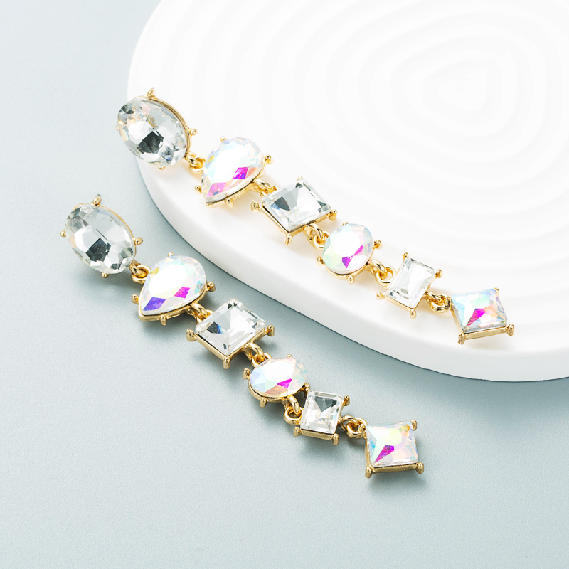fashion alloy diamondstudded geometric long earrings female trend ear jewelrypicture5