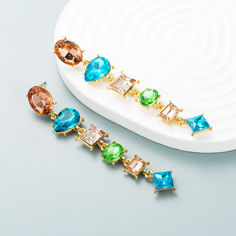 fashion alloy diamondstudded geometric long earrings female trend ear jewelrypicture6