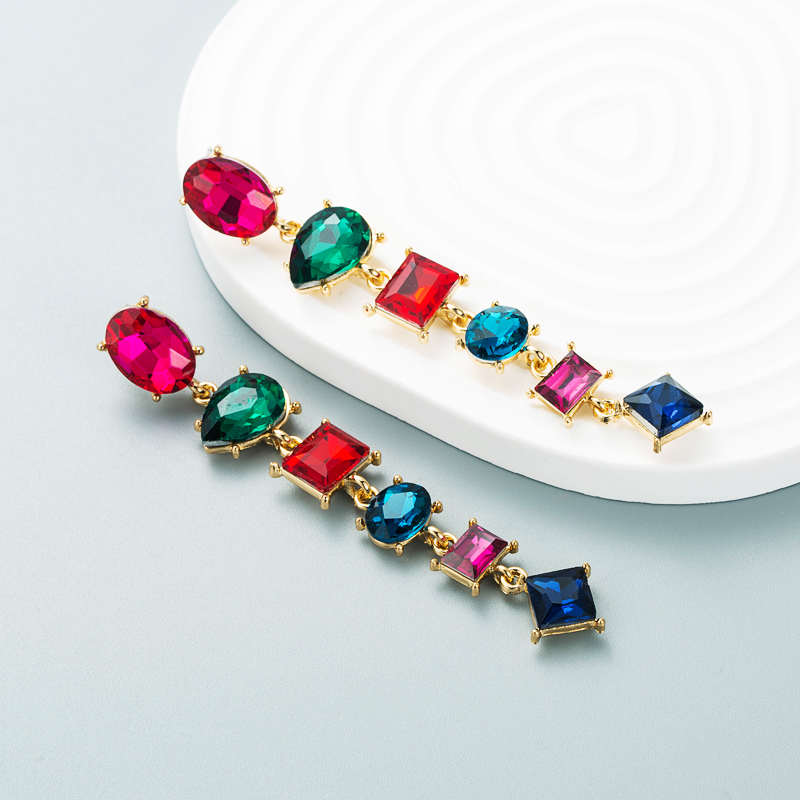 fashion alloy diamondstudded geometric long earrings female trend ear jewelrypicture7