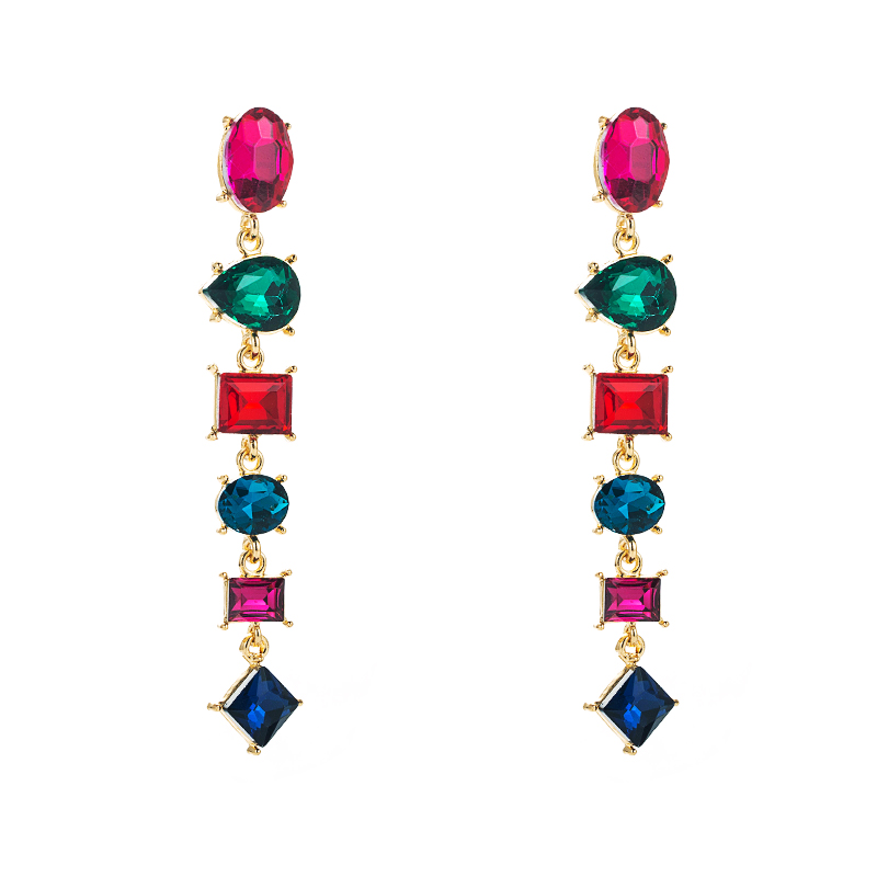 fashion alloy diamondstudded geometric long earrings female trend ear jewelrypicture8