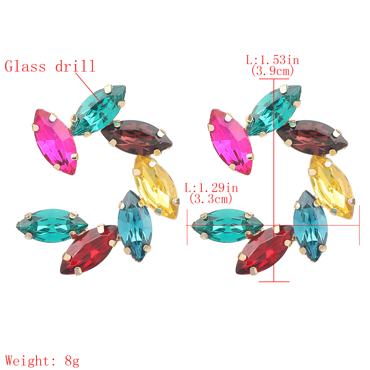 Fashion color diamond series alloy diamond flower earrings wholesalepicture1