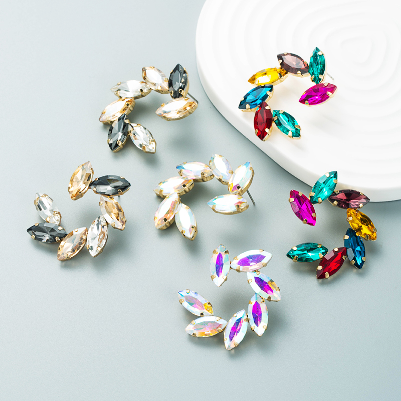 Fashion color diamond series alloy diamond flower earrings wholesalepicture2
