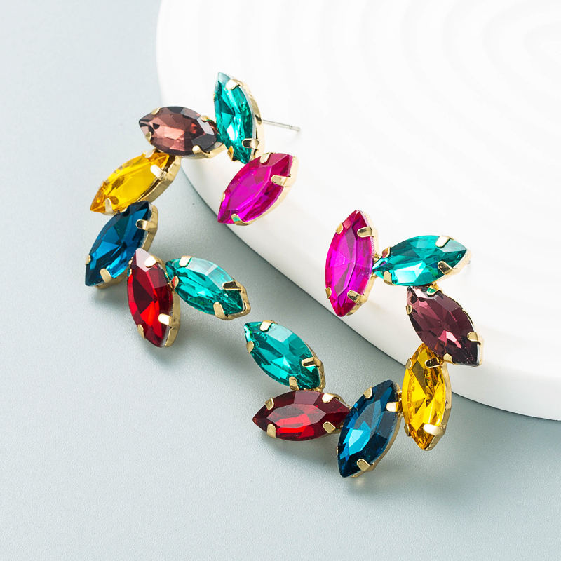 Fashion color diamond series alloy diamond flower earrings wholesalepicture3