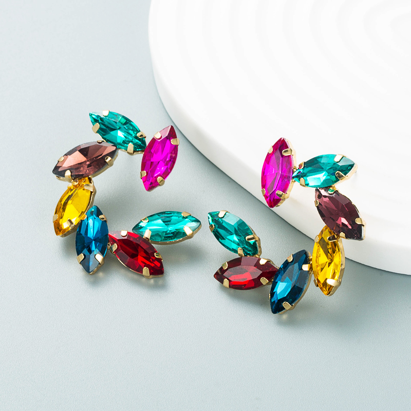 Fashion color diamond series alloy diamond flower earrings wholesalepicture4