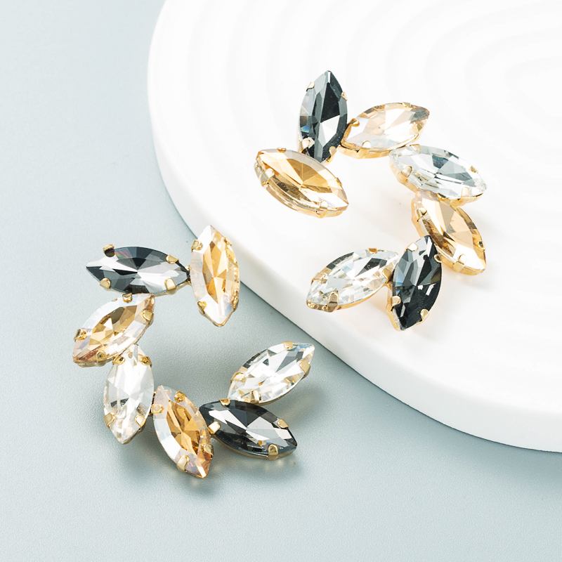 Fashion color diamond series alloy diamond flower earrings wholesalepicture5