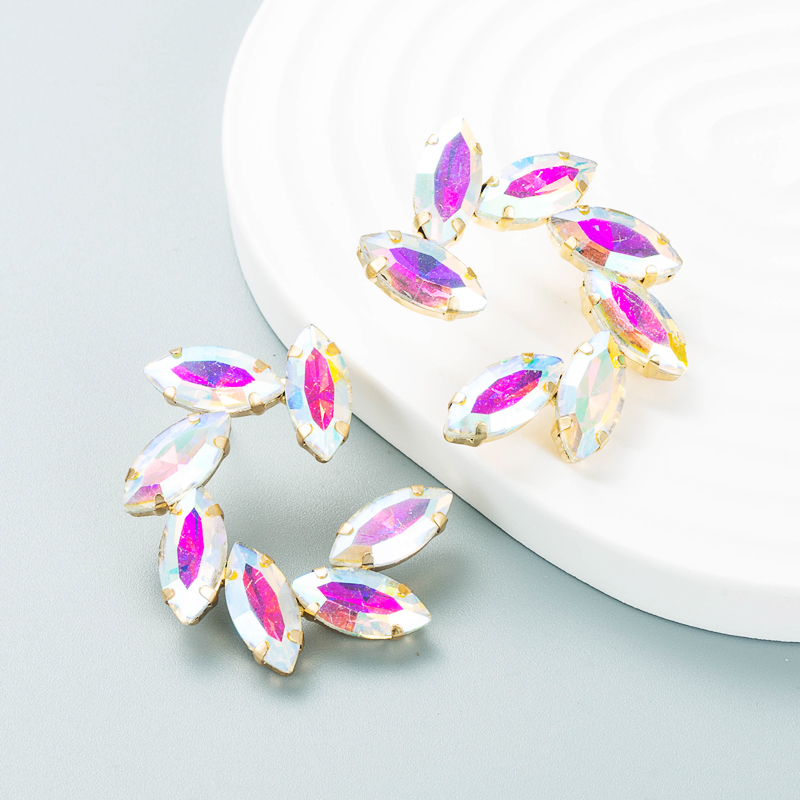 Fashion color diamond series alloy diamond flower earrings wholesalepicture7