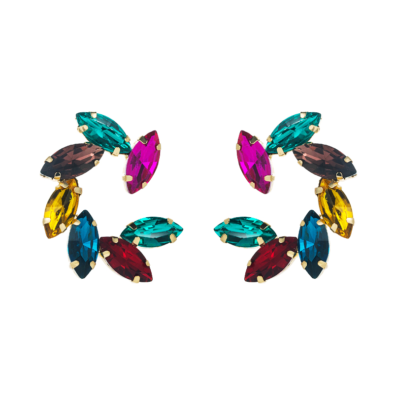 Fashion color diamond series alloy diamond flower earrings wholesalepicture8