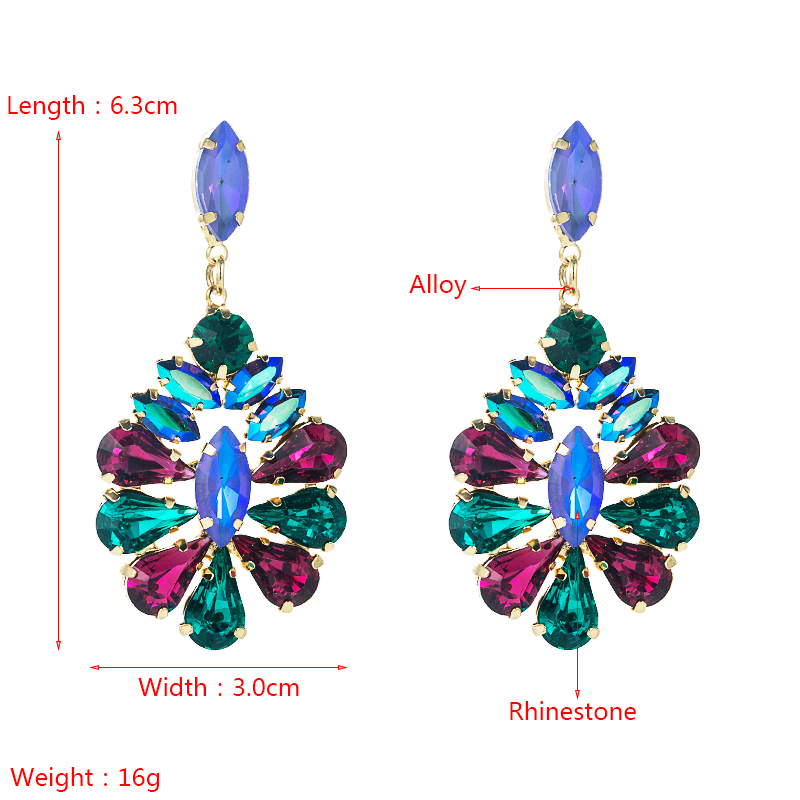 European and American exaggerated multilayer alloy diamondstudded rhinestone earrings womenpicture1