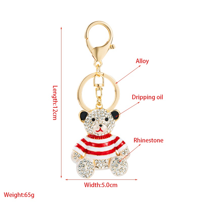 New animal series drip oil diamond stripe bear alloy keychain pendant bagpicture1