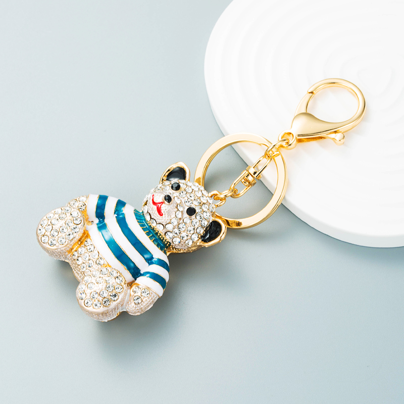 New animal series drip oil diamond stripe bear alloy keychain pendant bagpicture5