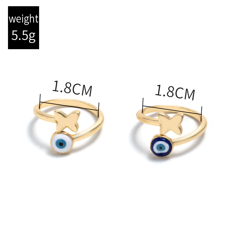 fashion drops oil eye butterfly ring two set