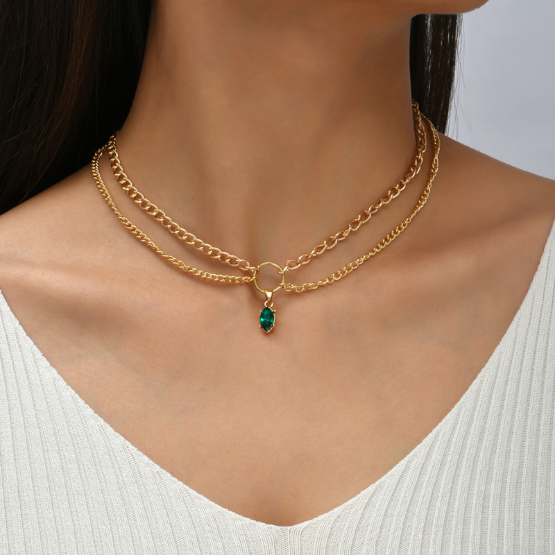 fashion diamond chain double layer necklace