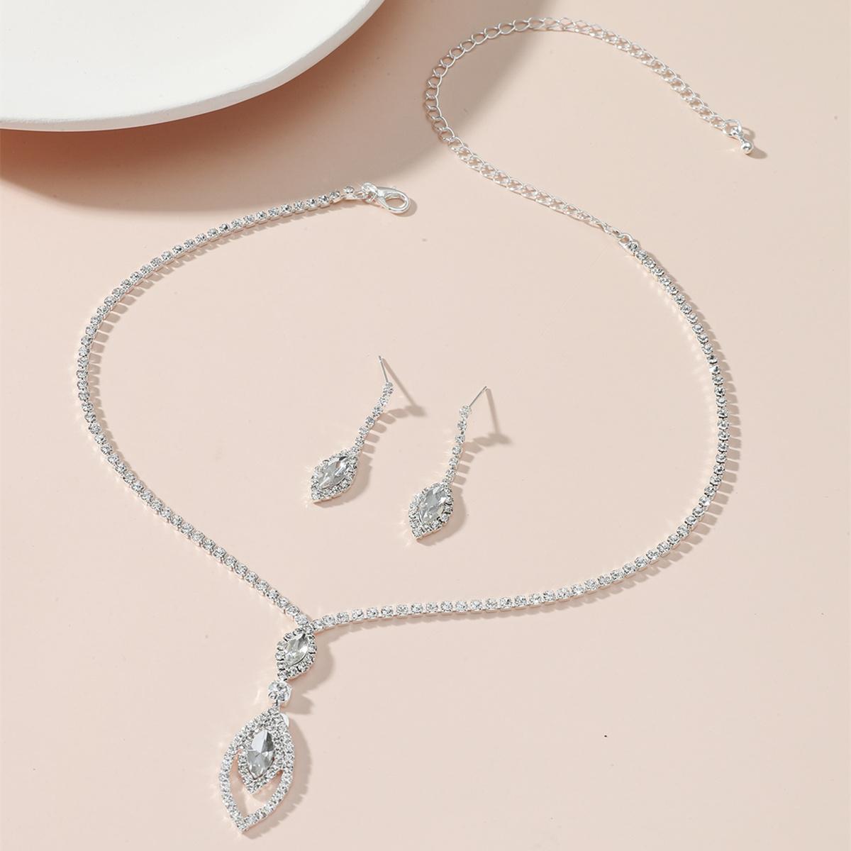 Womenu0027s Fashion Hollow Water Drop Necklace and Earring Set