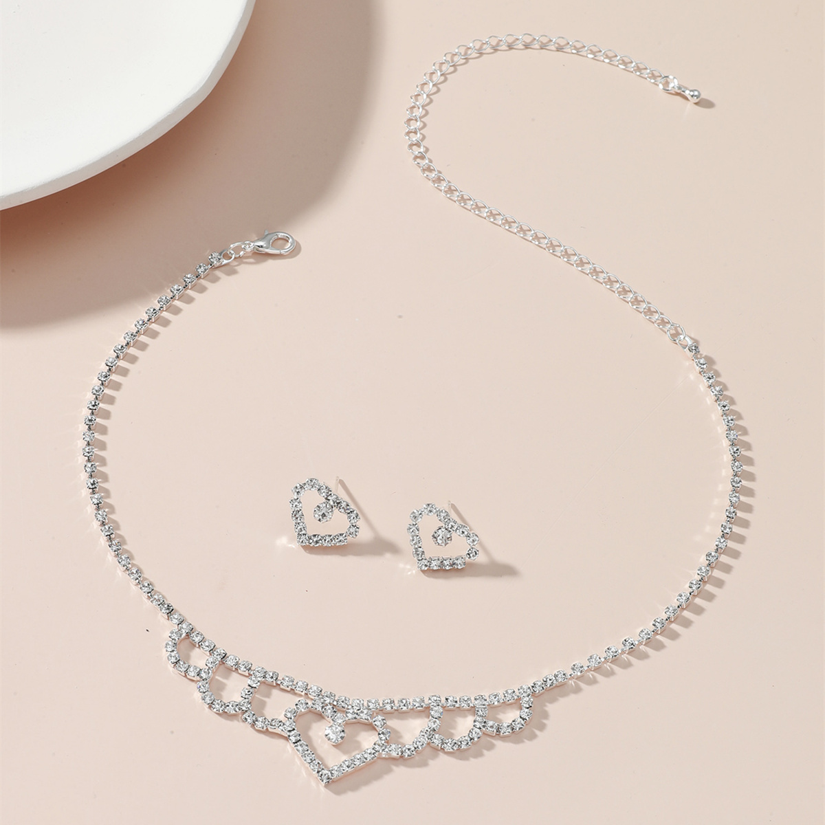 Womenu0027s Fashion Hollow Heart Necklace and Earring Set