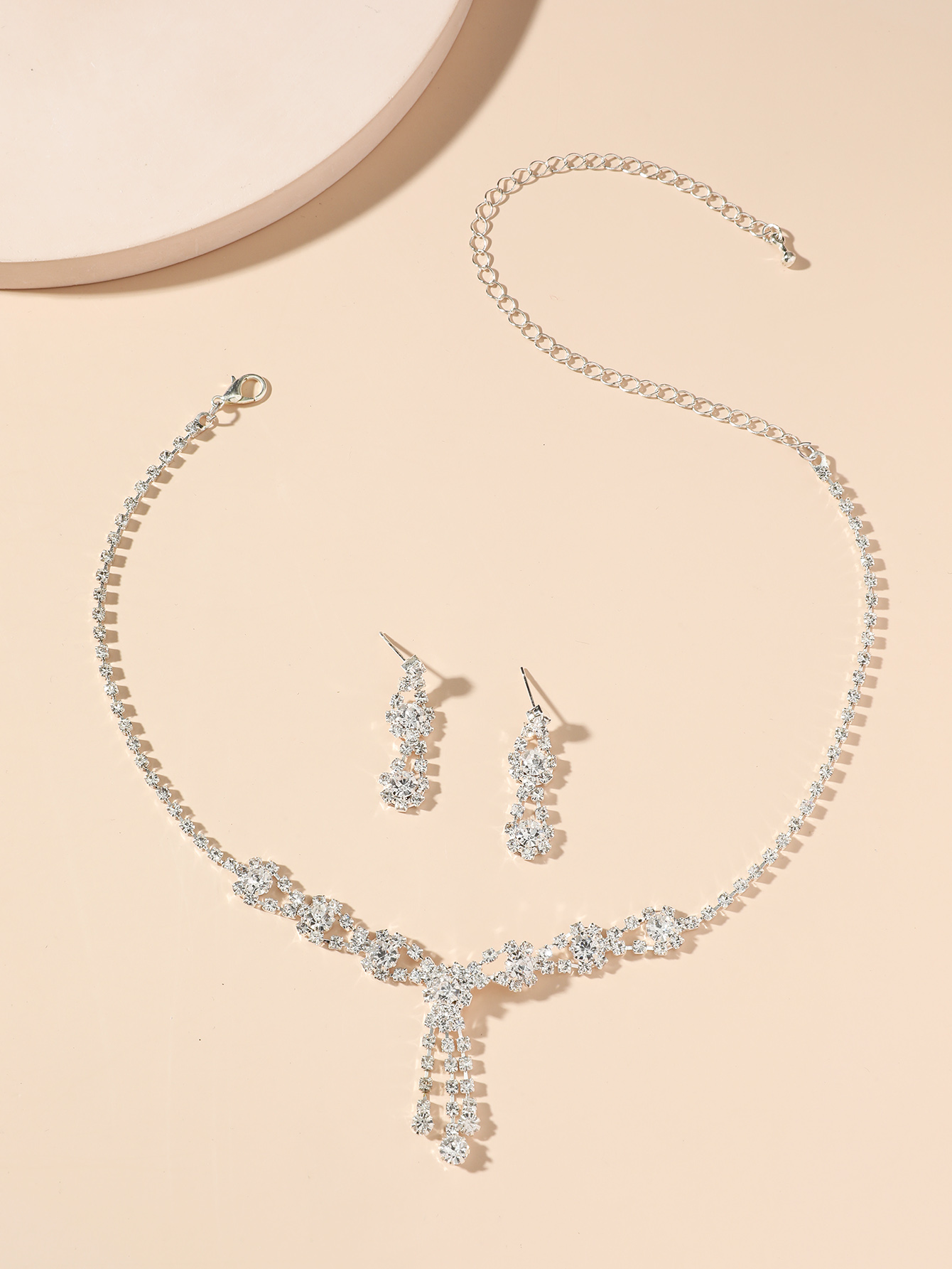 Fashion Diamond Necklace and Earring Set