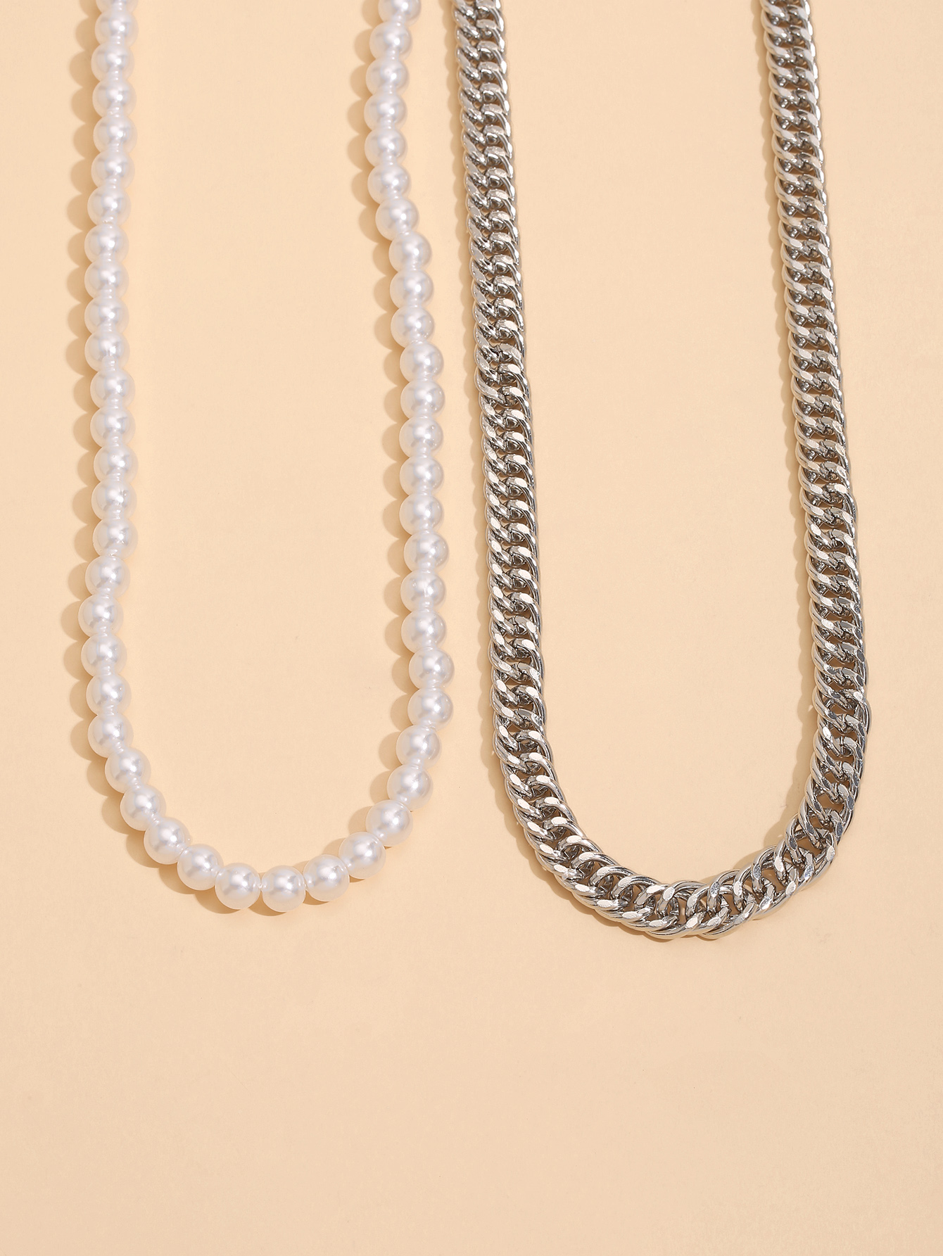 Europische und amerikanische Mode mehrschichtige weibliche Nachahmung Perlenmetall Schlsselbeinkettepicture3