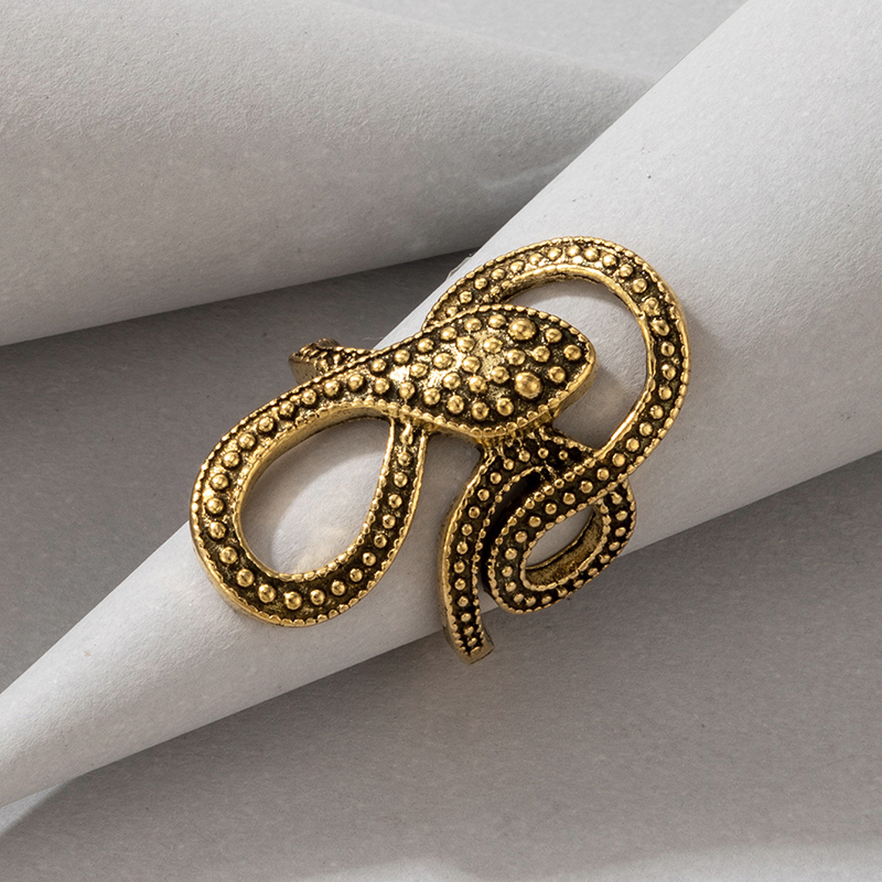 European and American long trend snake print ring punk style metal animal retro exaggerated snake ri