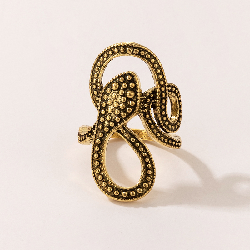 European and American long trend snake print ring punk style metal animal retro exaggerated snake ri