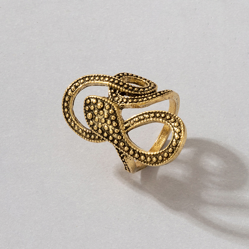 European and American long trend snake print ring punk style metal animal retro exaggerated snake ri