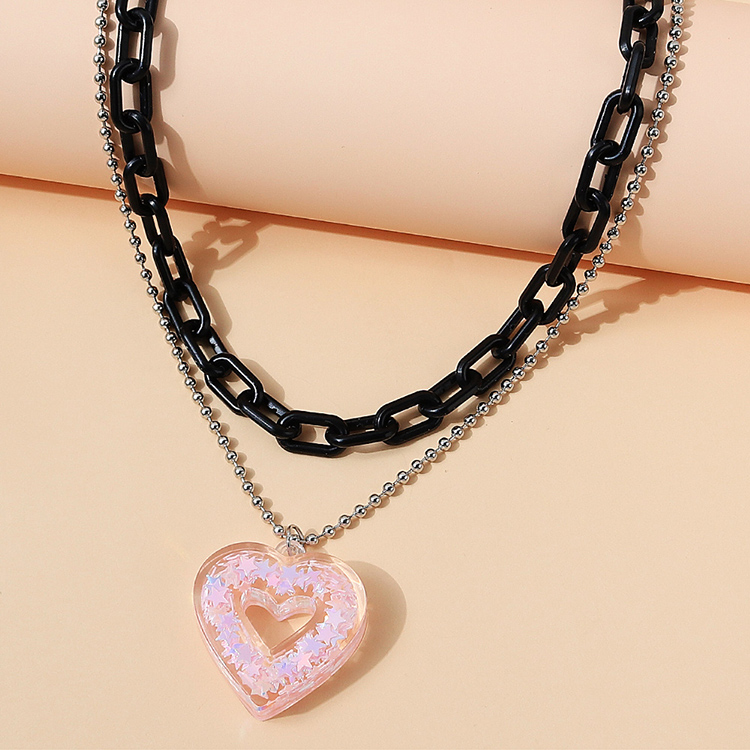 Korean small fresh wild creative ins tide resin peach heart necklace