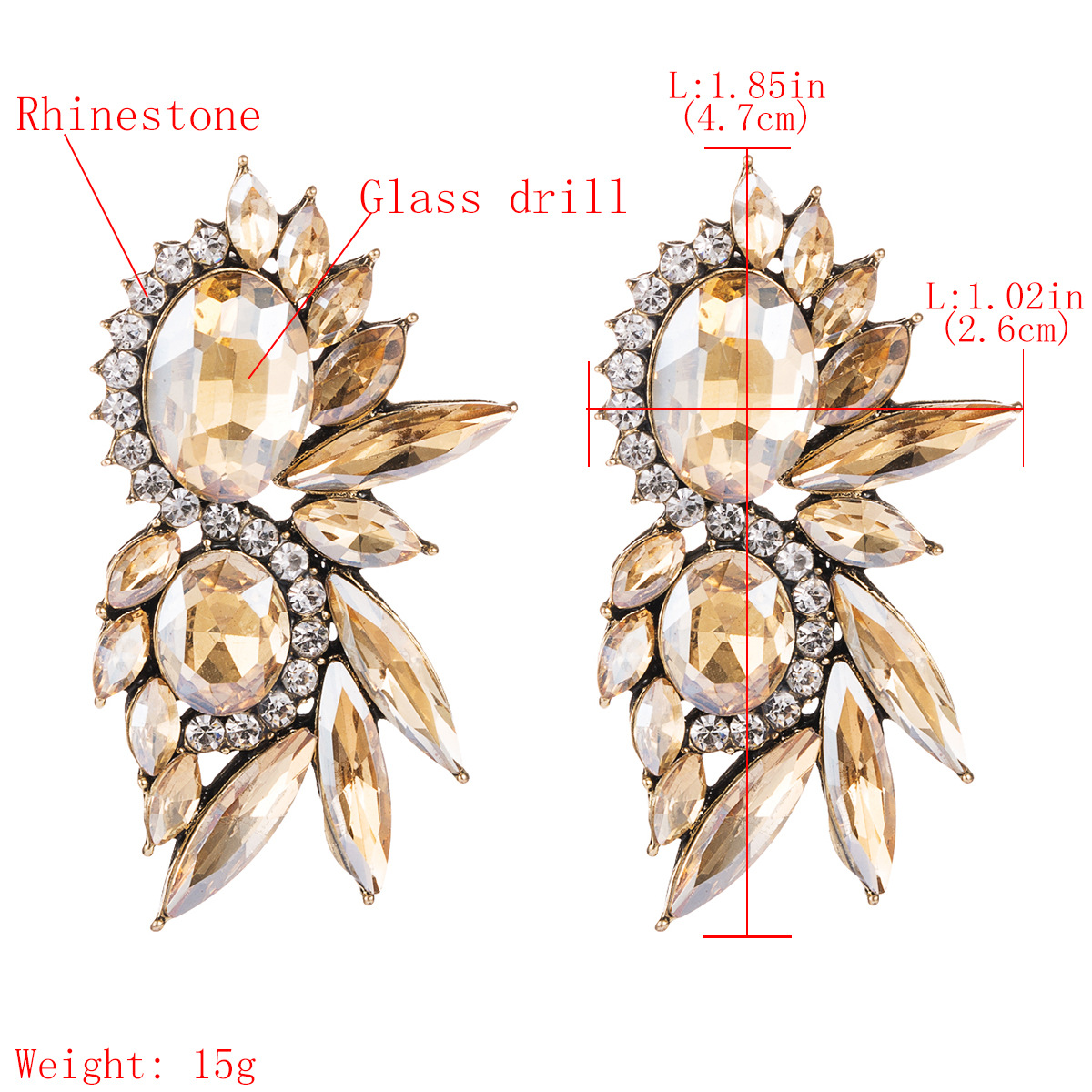 European and American exaggerated alloy diamondstudded rhinestone glass diamond earringspicture1