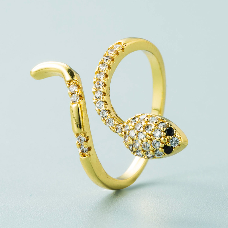 trend cute new copper microinlaid zircon snakeshaped winding ring ins cold wind open ringpicture5