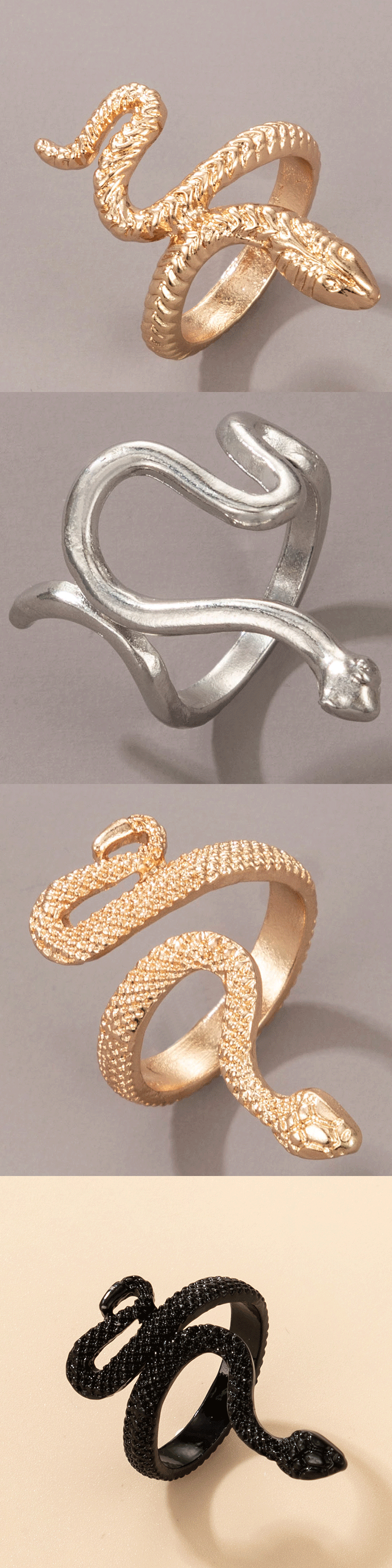 European American fashion snake print ring punk style animal retro exaggerated snake ring