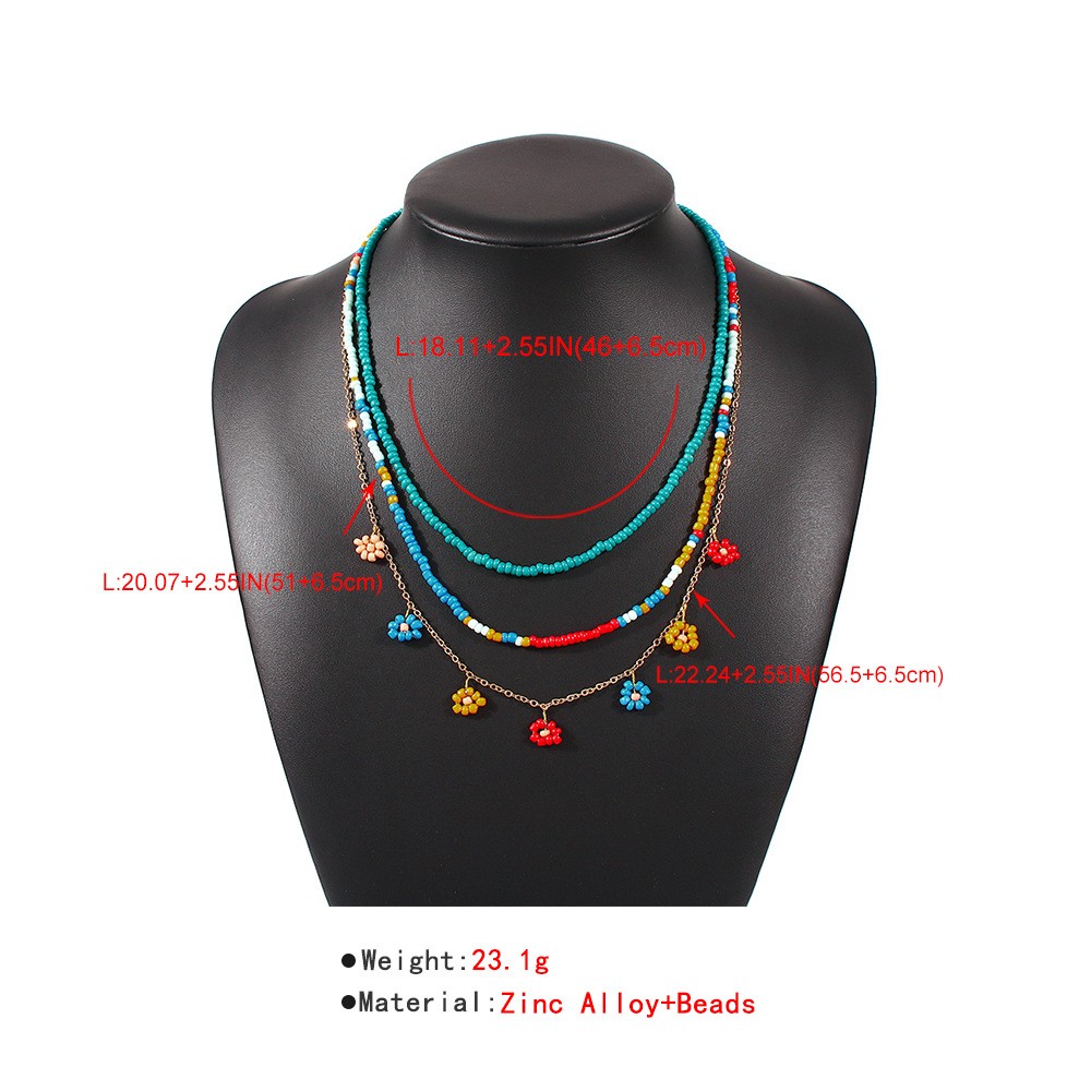 Fashion Flower Color Beaded Splicing Multi-layer Necklace