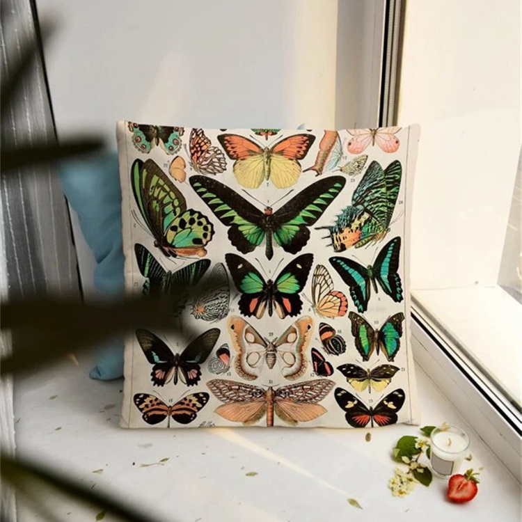 Kissenbezug aus Pfirsichhaut mit Blumen und Tierdruckpicture14
