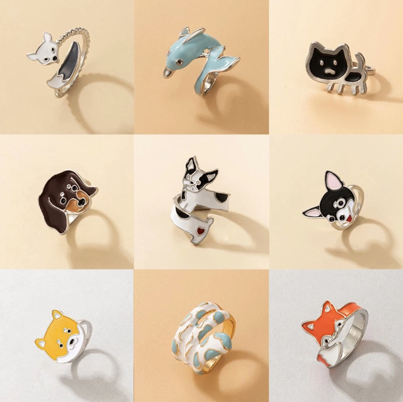 fashion fun ring cute animal frog pug dragon ring