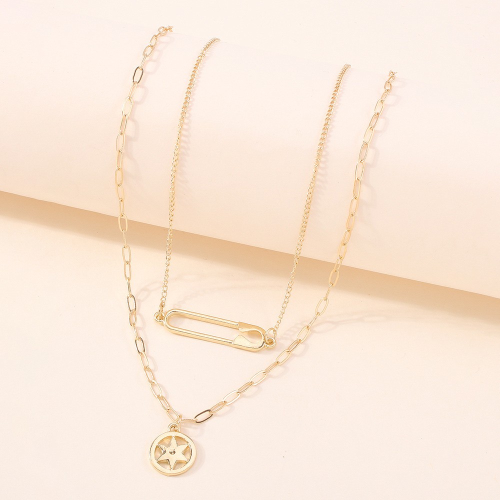 Paperclip Star Pendant Stacked Multi-layer Necklace