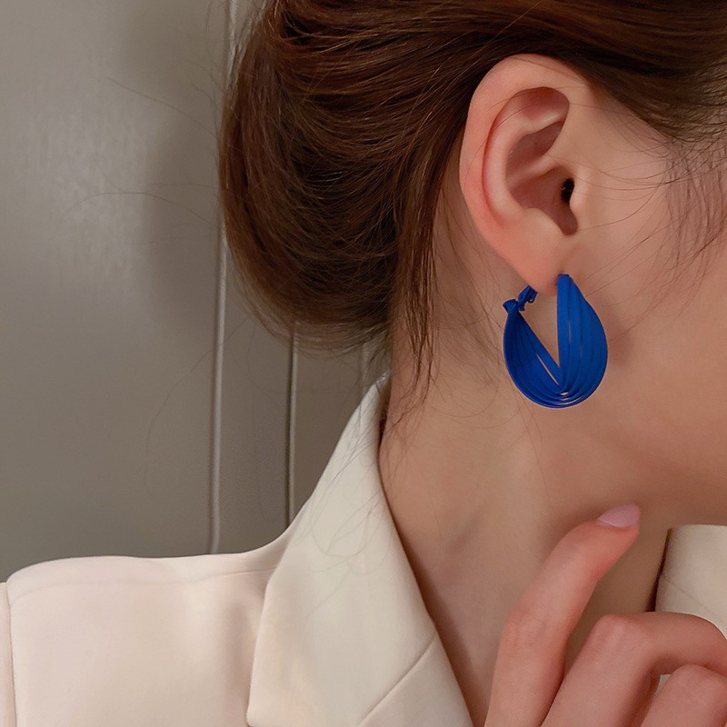 Silberne Nadel koreanische blaue mehrschichtige NischeTemperamentOhrringe Ohrringe Frauenpicture2