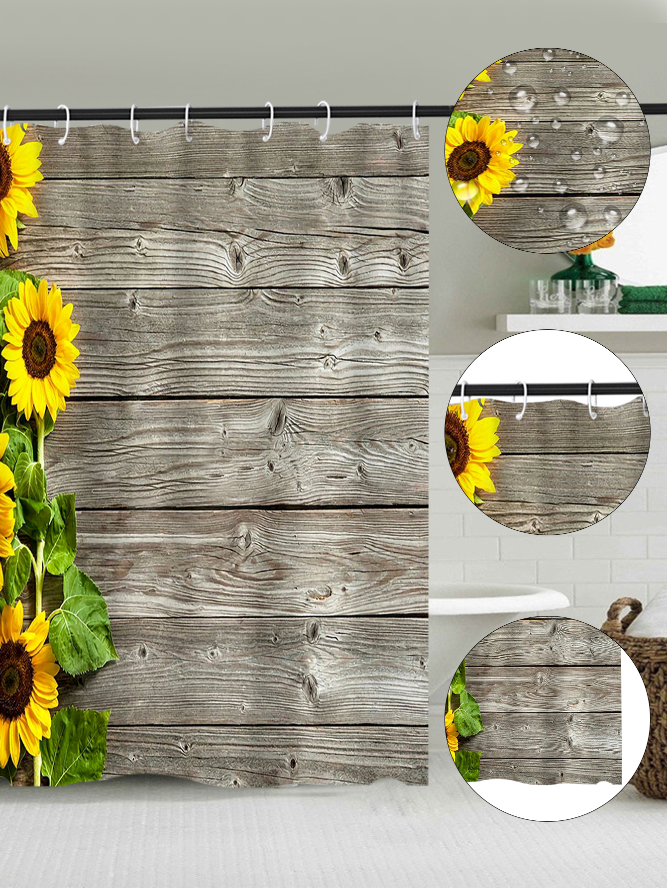 Sonnenblume Polyester Bedruckt 180mm Breite squreDuschvorhangpicture4