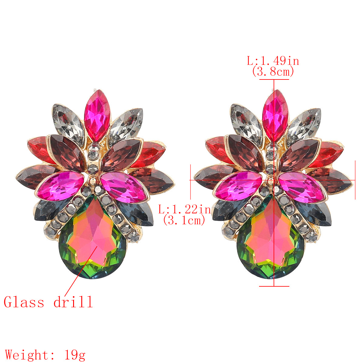 Fashion color diamond series alloy glass diamond flower earrings wholesalepicture1