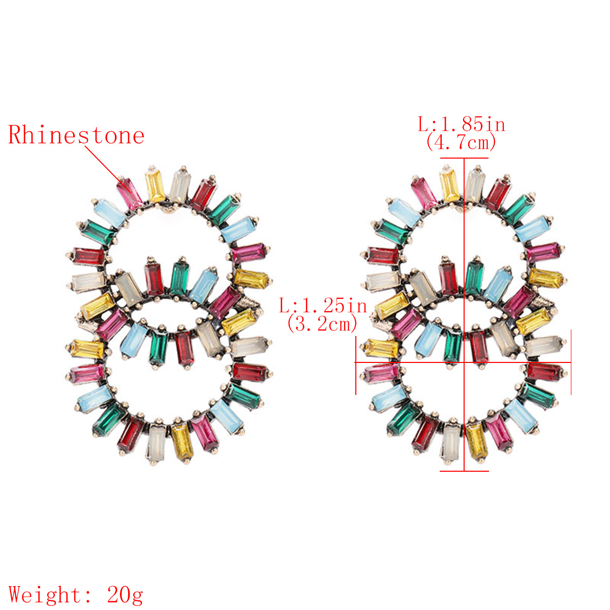 creative double ring radial alloy rhinestones sun flower earrings female wholesalepicture1