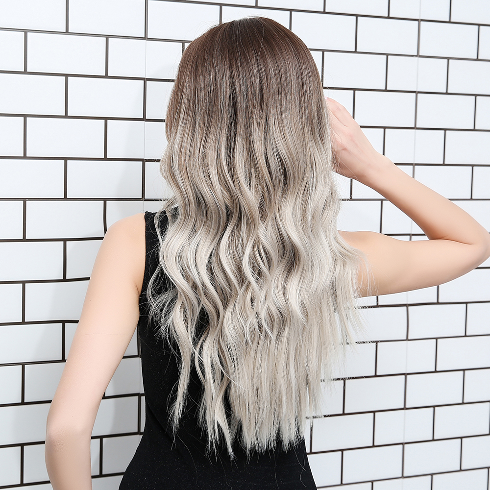 2021 mode cheveux longs boucls grosse vague perruques perruque synthtique de couleur dgradepicture2