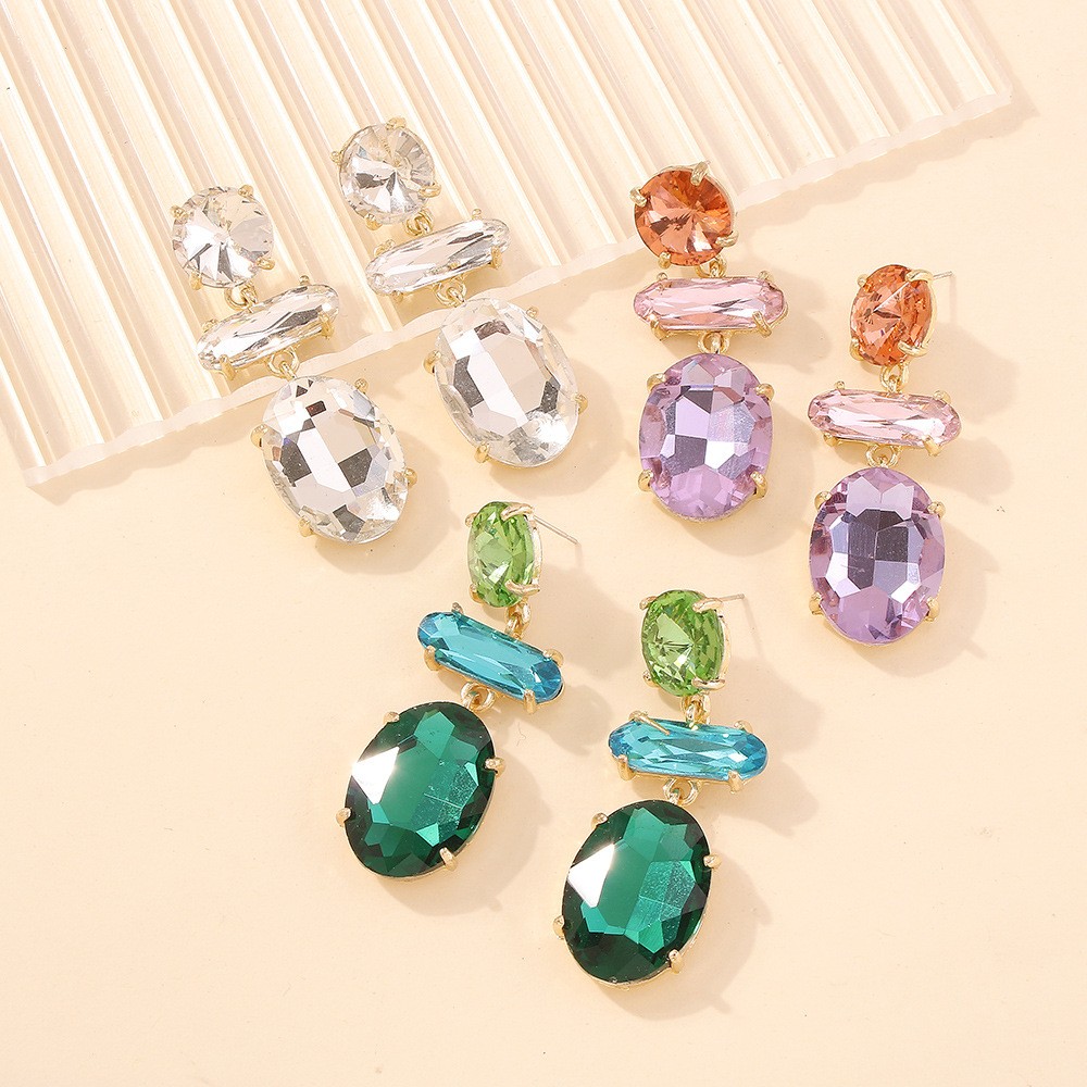 fashion alloy geometric diamond drop earrings wholesalepicture3