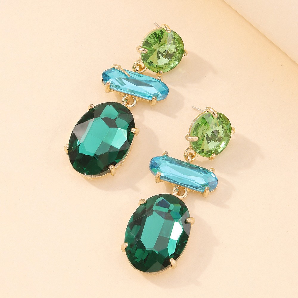 fashion alloy geometric diamond drop earrings wholesalepicture4