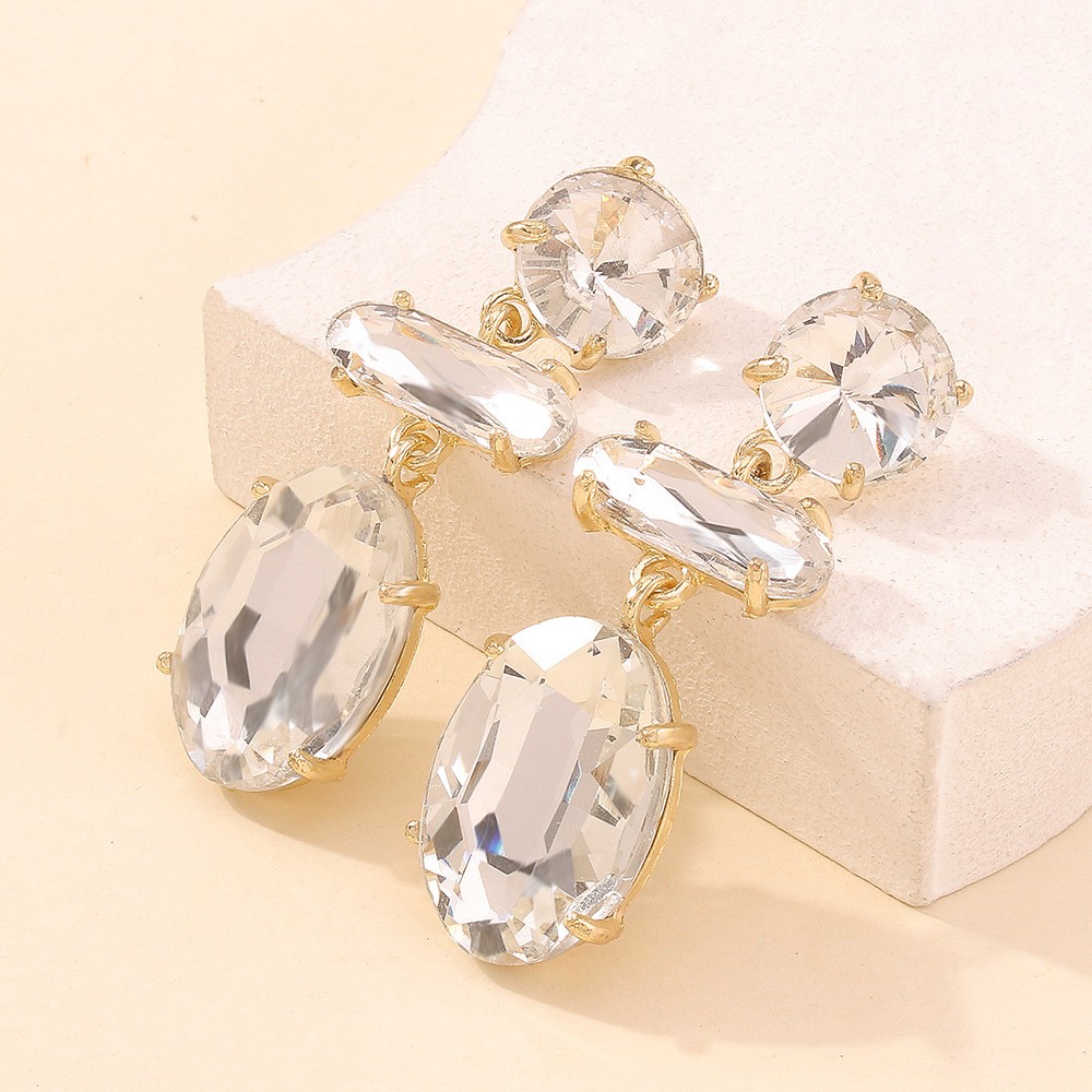 fashion alloy geometric diamond drop earrings wholesalepicture6