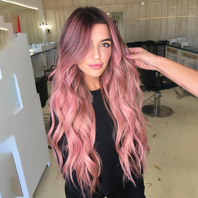 2021 perruque rose grosse vague perruques de couleur dgrade coiffures de perruquepicture1